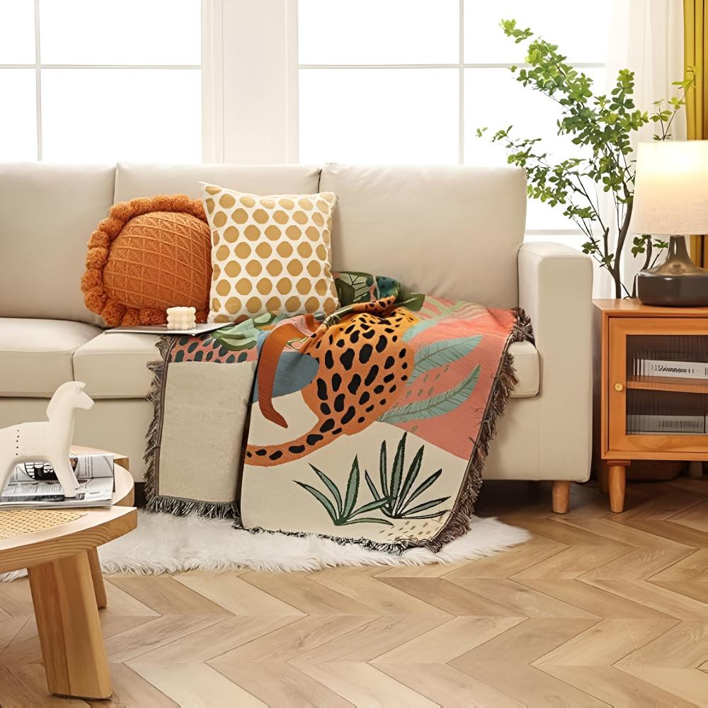 LoungeYard | Jungle Leopard Patterned Throw Blanket — product view 2