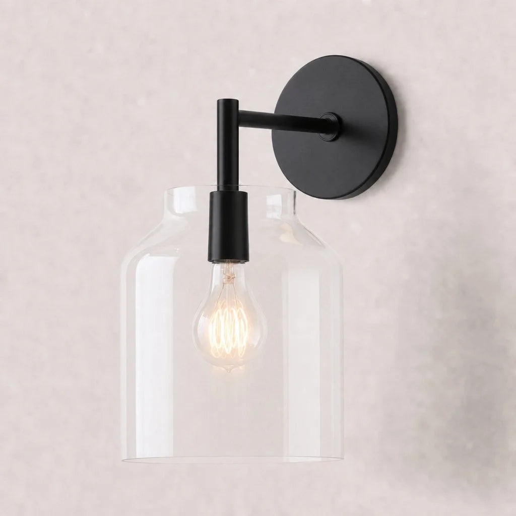 Hanton Minimalist Wall Sconce, Vintage Milk Glass — product view 7