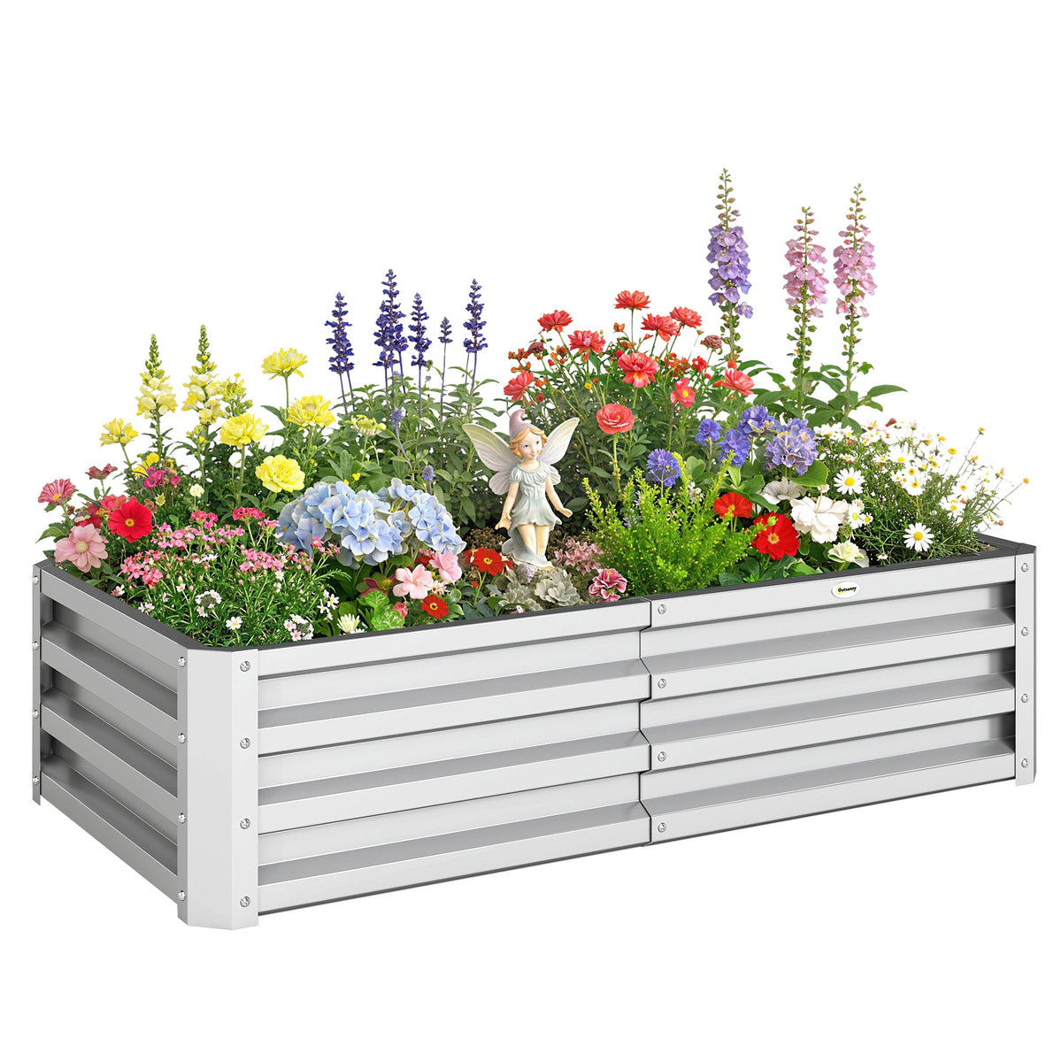Galvanized Raised Garden Bed for Vegetables, Herbs & Succulents, 4' x 2' x 1' Metal Planter Box in Silver — product view 1