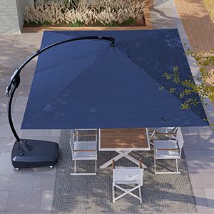 LOUNGE YARD Large Rectangular Cantilever Umbrellas Easy Tilt, with Base and Umbrella Cover