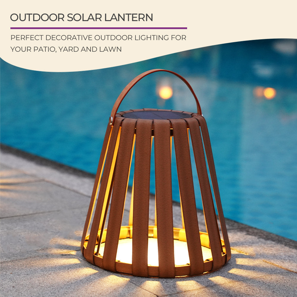 LOUNGE YARD 2-Pack Solar-Powered Outdoor Decor Lanterns, Faux Leather Outdoor Floor Lamps Waterproof for Porch, Patio — product view 4