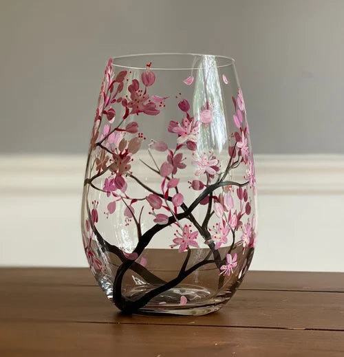 Four Seasons Tree Wine Glasses - Hand Painted Art — product view 5