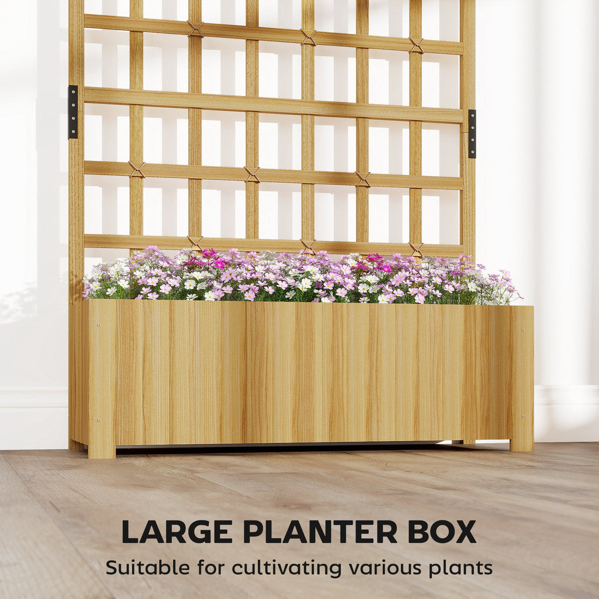 Wooden Raised Planter with Trellis, 90 x 30 x 180 cm — product view 7