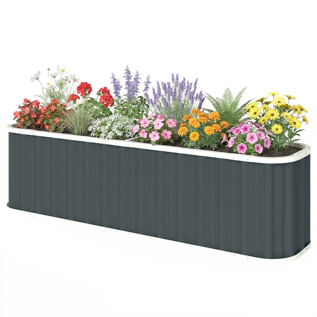 7' x 2' x 2' Galvanized Raised Garden Bed with Gloves, Dark Grey — product view 2