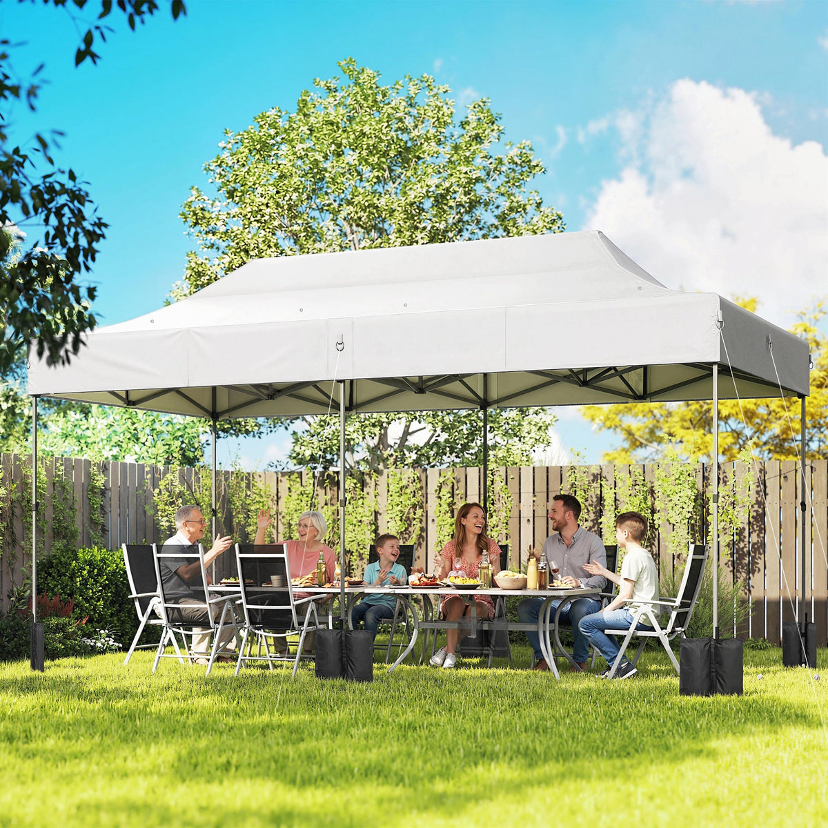 10' x 20' Pop Up Canopy Tent with Wheeled Carry Bag, White — product view 3