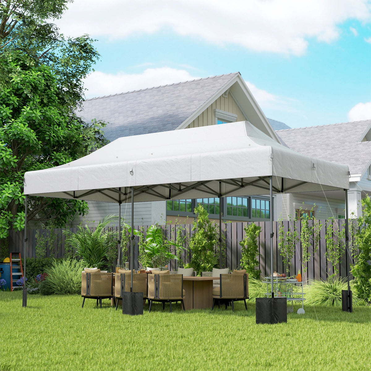 10' x 20' Pop Up Canopy Tent with Wheeled Carry Bag, White — product view 4