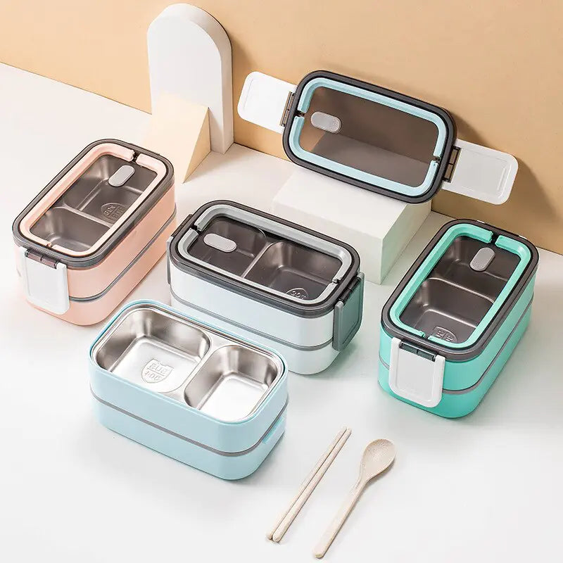 LoungeYard | 2-Tier Stainless Steel Bento Lunchbox - MealMate — product view 2