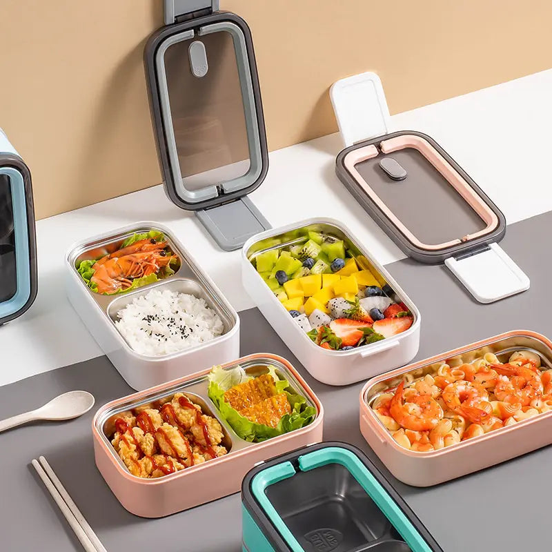LoungeYard | 2-Tier Stainless Steel Bento Lunchbox - MealMate — product view 3