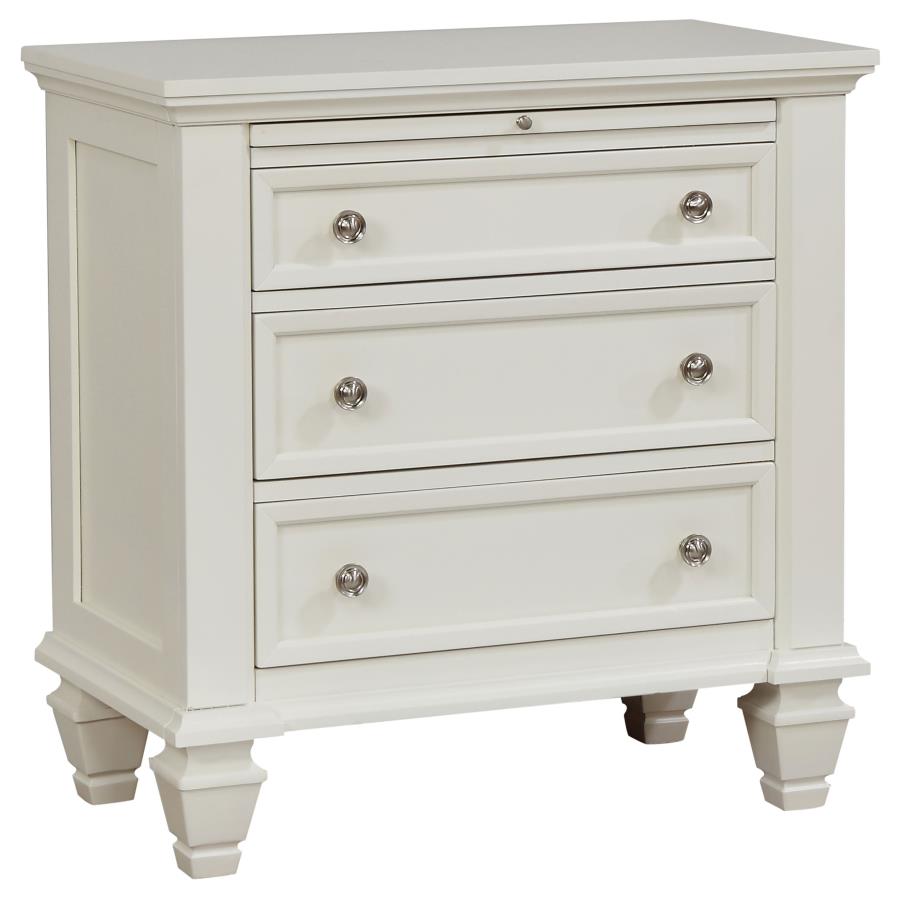 Sandy Beach Cream White Finish Wood 3-Drawer Nightstand – 201302 — product view 2