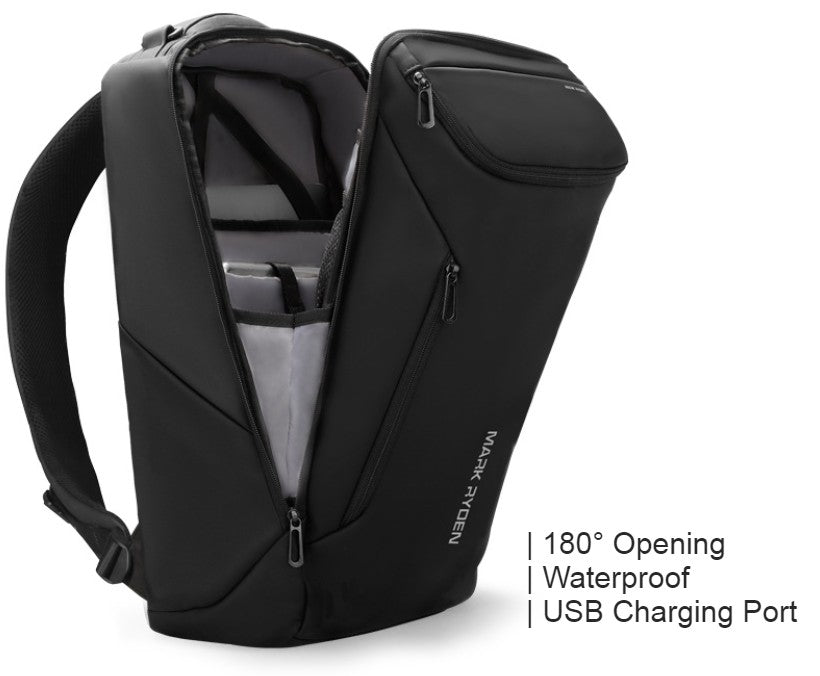LoungeYard | Multifunctional 33L Large-capacity Backpack, with Streamlined Shape, Waterproof Design, 12 Types of Storage Compartments, 180¬∞Opening, Independent Computer Compartment, USB Charging Port — product view 6