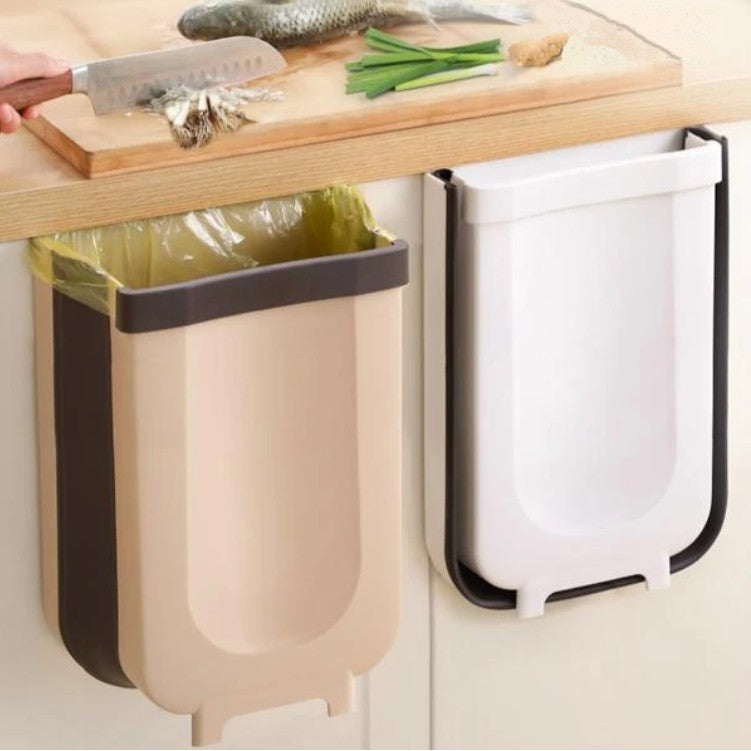 LoungeYard | Foldable Kitchen Cabinet Door Hanging Trash Bin, with Garbage Bag Fixing Strap and Strong Load-bearing Capacity, for Kitchen, Bathroom, Car and More — product view 1