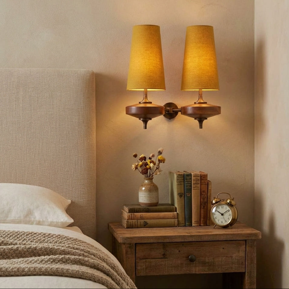 Rowan Fabric Drum Wall Sconce, Walnut, 1 or 2 Head — product view 2