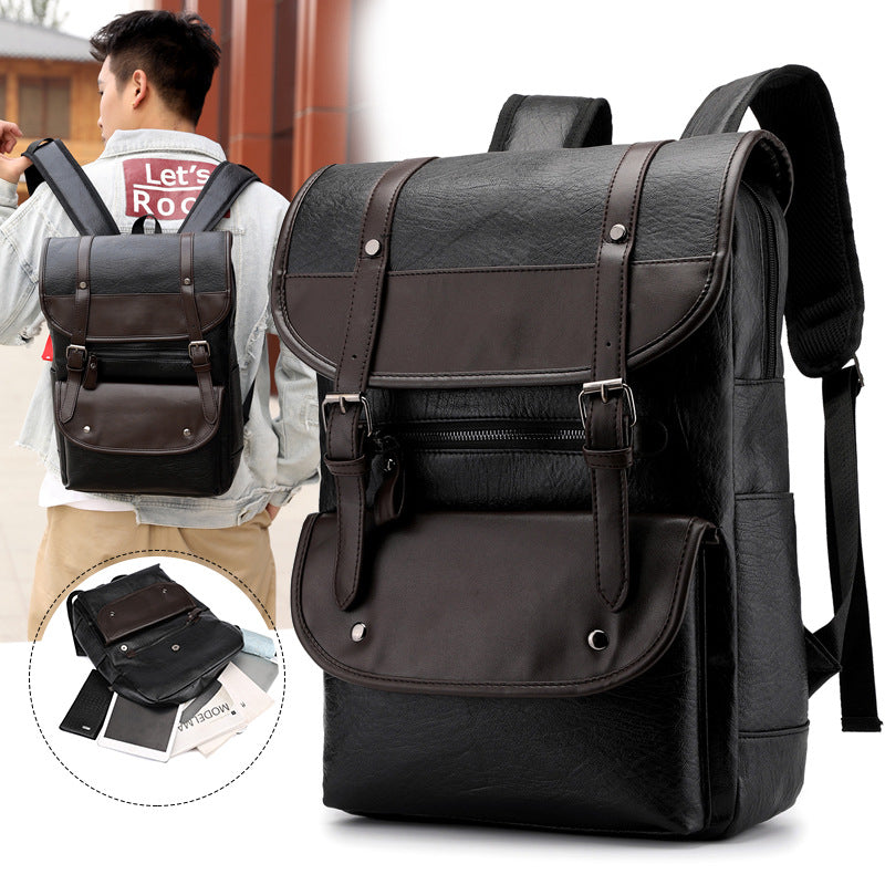 Vintage Style Leather Backpack LoungeYard — product view 1