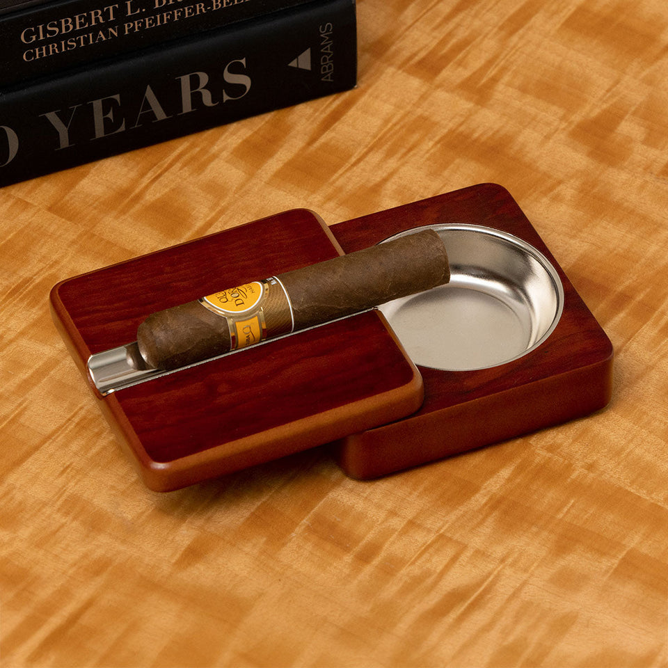 Lacquered Rosewood Swivel Cigar Ashtray