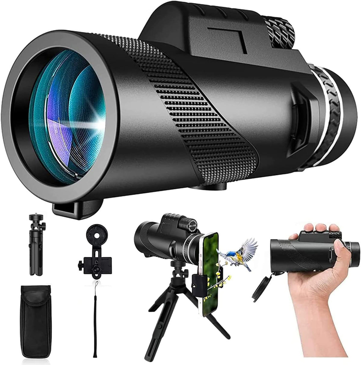Monocular Telescope with Smartphone Holder and Tripod — product view 4