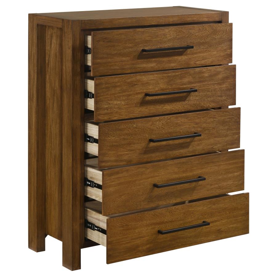 Adderley 5-Drawer Bedroom Chest of Drawers Warm Brown – 215855 — product view 3