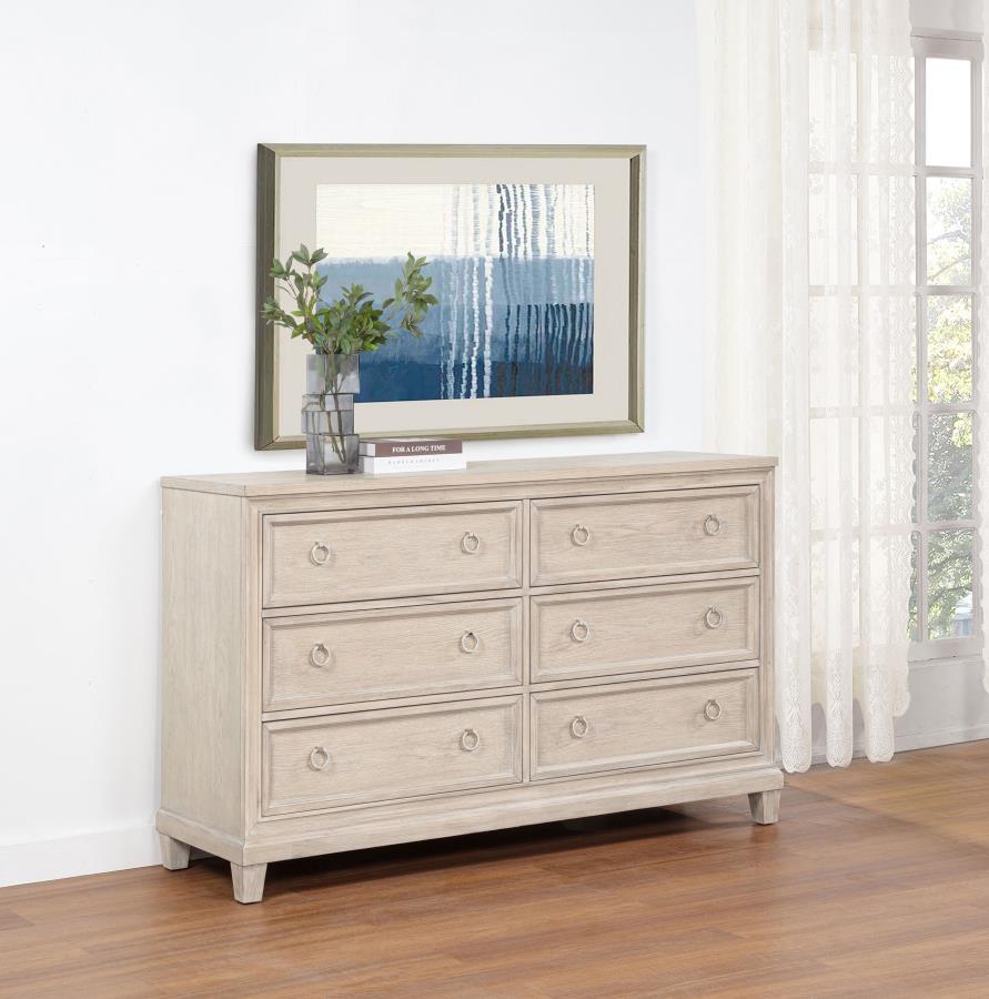 Coaster Pembroke Washed Oak 6-Drawer Dresser – 215923 — product view 1