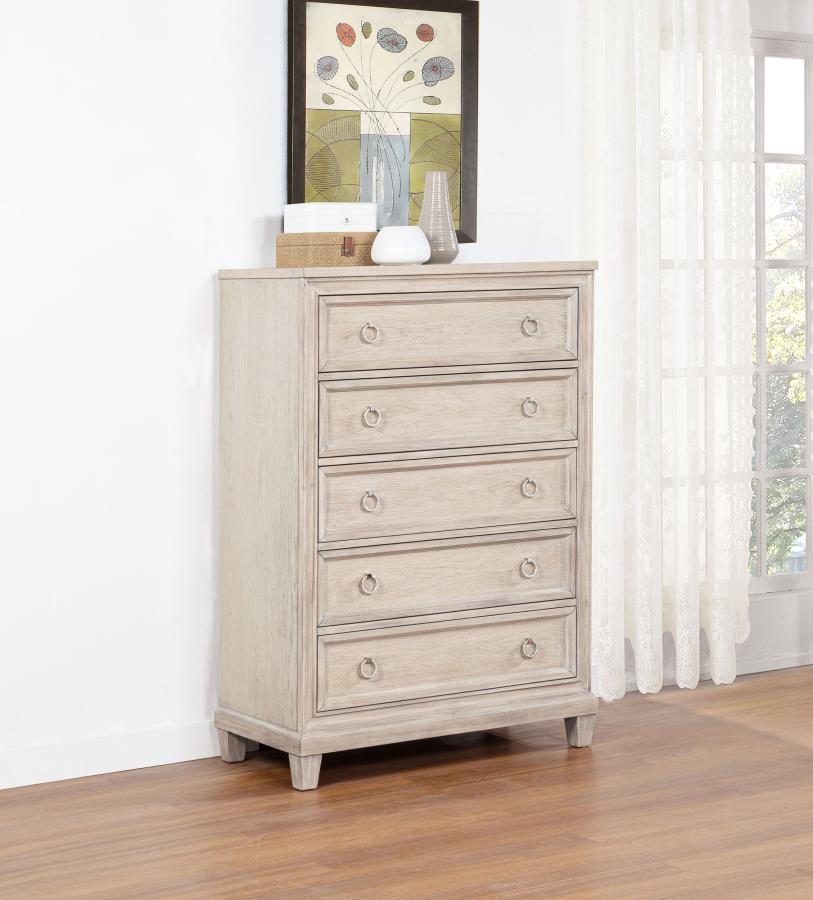Coaster Pembroke Washed Oak 5-Drawer Chest – 215925 — product view 1