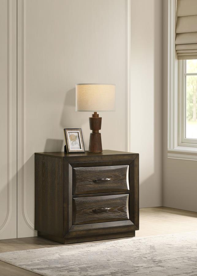 Atlas 2-Drawer Bedroom Nightstand Bedside Table Dark Oak – 215972 — product view 1