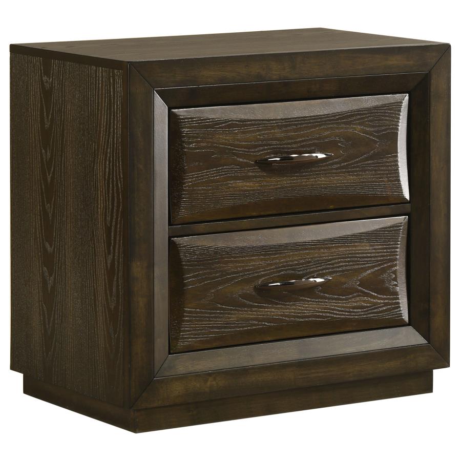 Atlas 2-Drawer Bedroom Nightstand Bedside Table Dark Oak – 215972 — product view 2