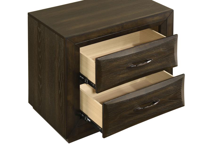 Atlas 2-Drawer Bedroom Nightstand Bedside Table Dark Oak – 215972 — product view 3