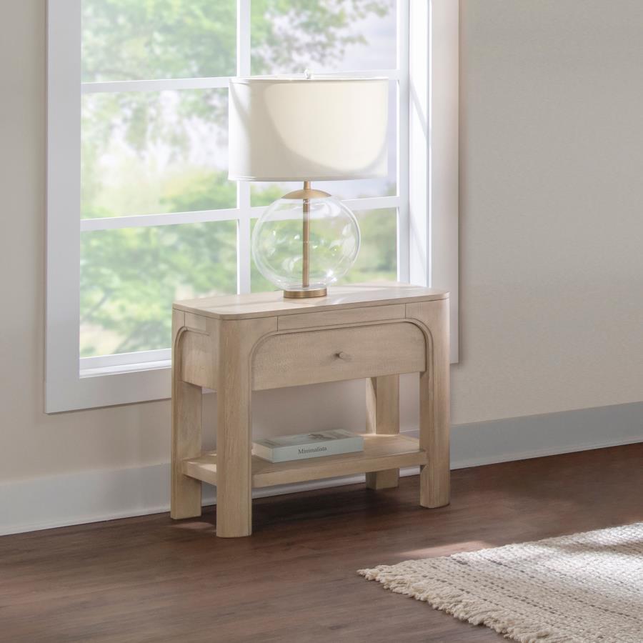 Solano 1-Drawer Nightstand Bedside Table Weathered Mango – 222522 — product view 1