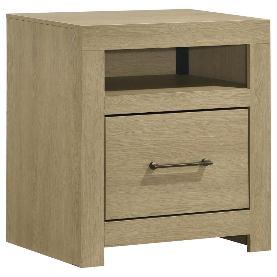 Hendricks 1-Drawer Nightstand Bedside Table with Cubby Light Oak – 222652 — product view 2