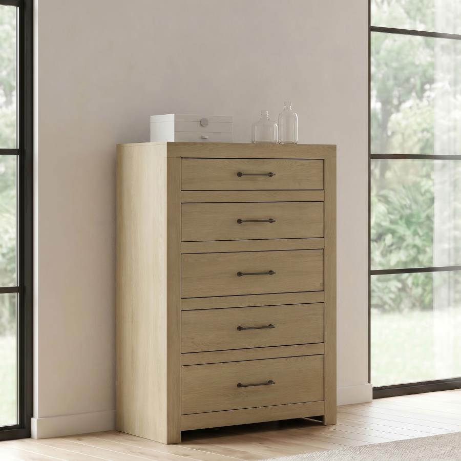 Hendricks 5-Drawer Bedroom Chest of Drawers Light Oak – 222655 — product view 1