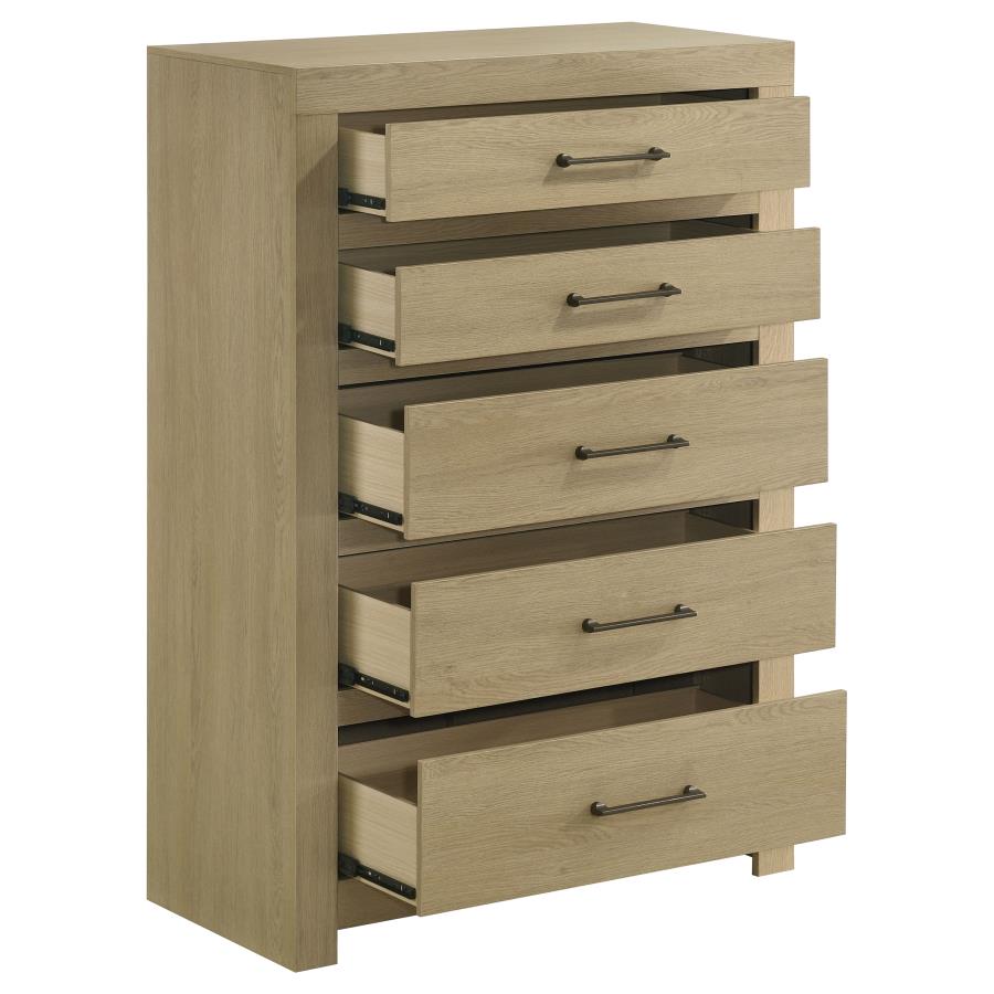 Hendricks 5-Drawer Bedroom Chest of Drawers Light Oak – 222655 — product view 2