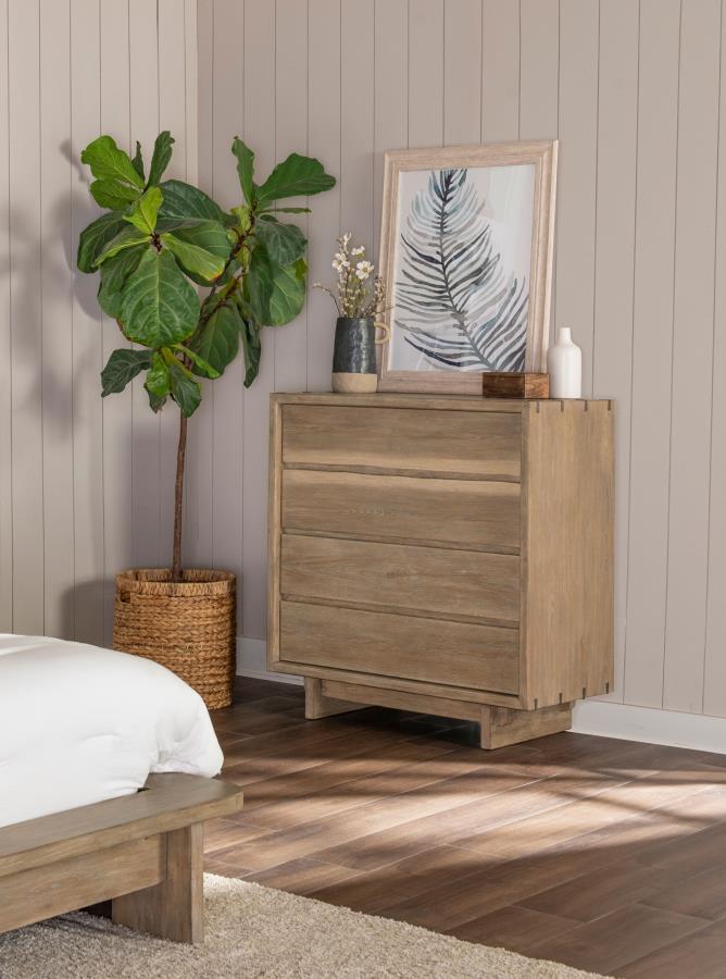 Stillwater Weathered Oak Finish Wood 4-Drawer Live-Edge Chest – 222805 — product view 1