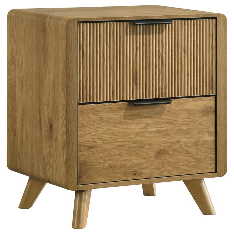 Bennett Light Oak Reeded Front Mid-Century Modern Nightstand – 222902 — product view 4