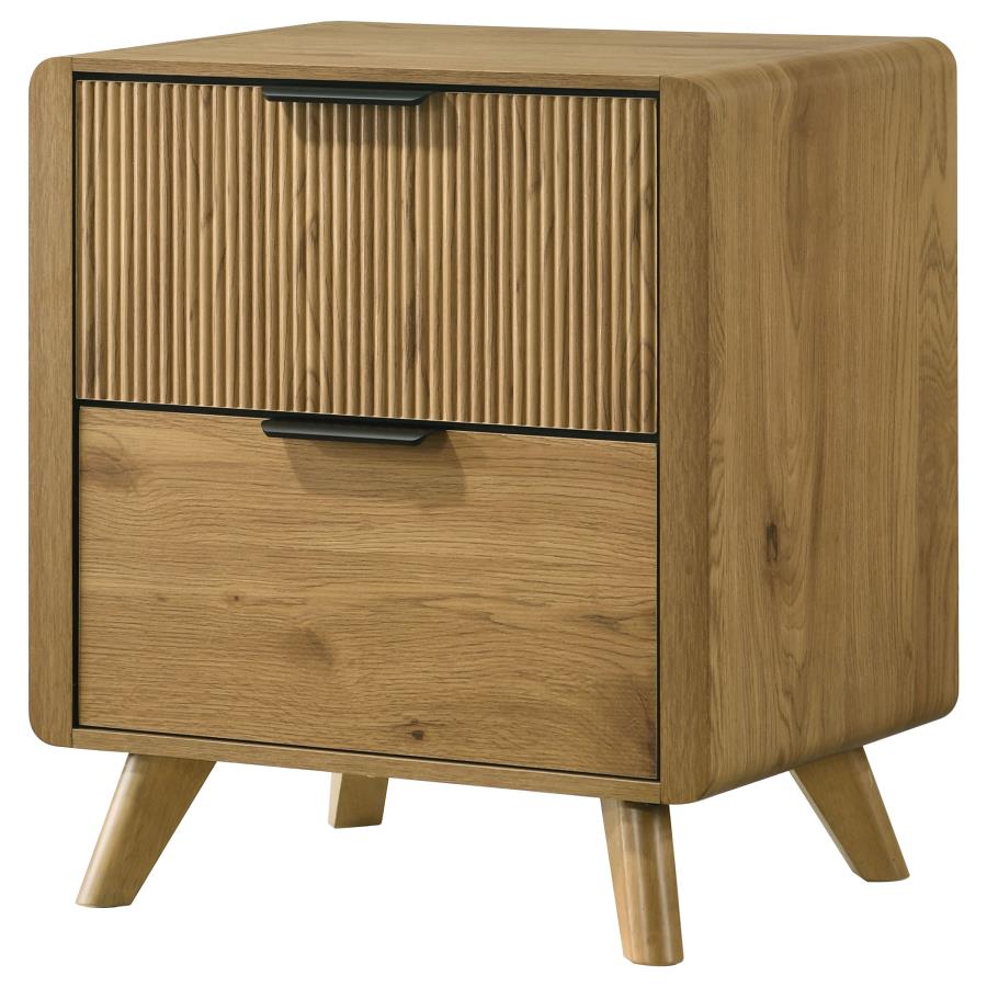 Bennett Light Oak Reeded Front Mid-Century Modern Nightstand – 222902 — product view 2