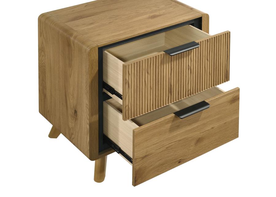 Bennett Light Oak Reeded Front Mid-Century Modern Nightstand – 222902 — product view 1