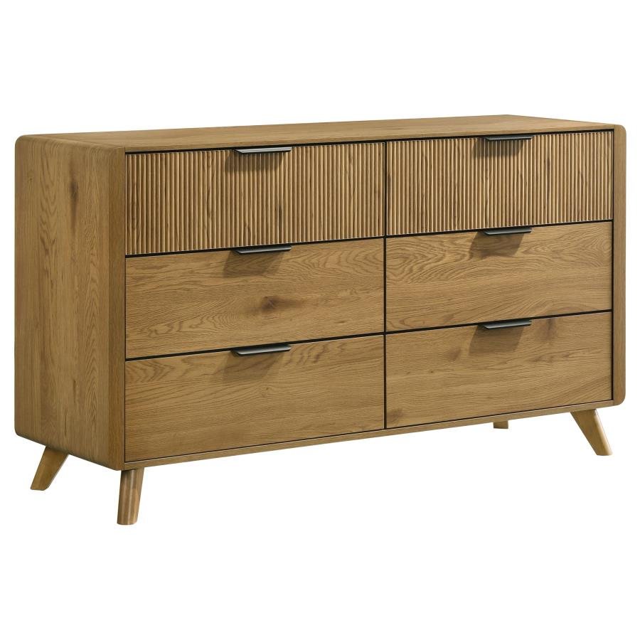 Bennett Light Oak Reeded Front Mid-Century Modern Dresser – 222903 — product view 2