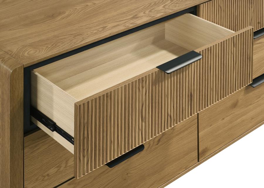 Bennett Light Oak Reeded Front Mid-Century Modern Dresser – 222903 — product view 4