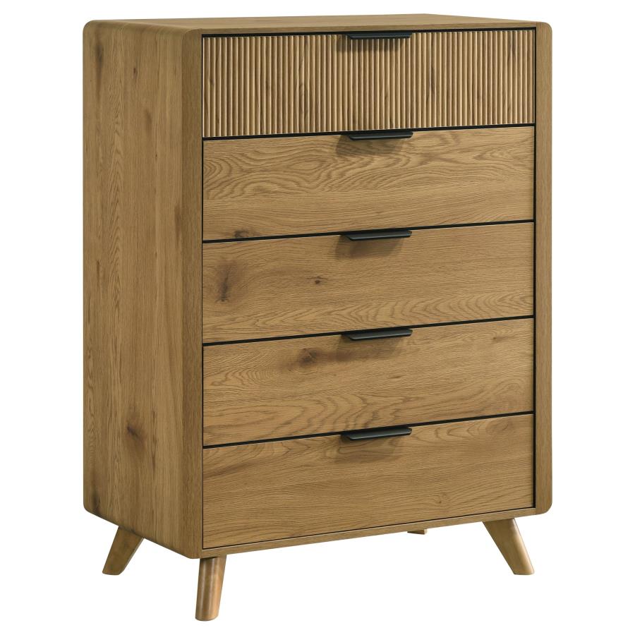 Bennett Light Oak Reeded Front Mid-Century Modern Chest of Drawers – 222905 — product view 3