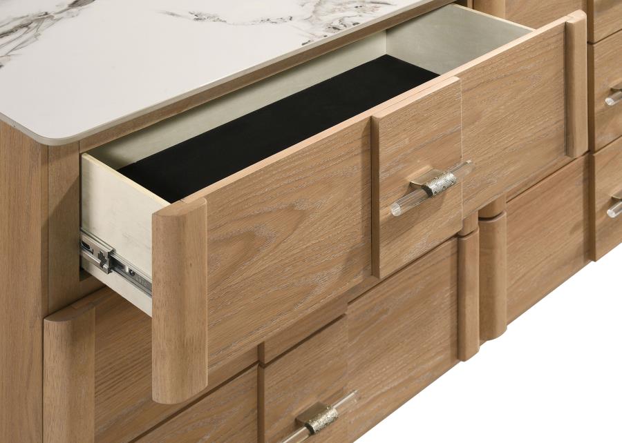 Leanne 6-Drawer Sintered Stone Top Dresser Light Oak – 223133 — product view 2