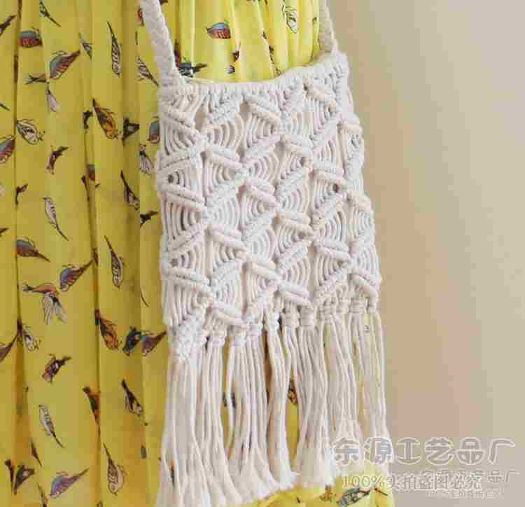 Hand-knotted macrame bag with fringes LoungeYard — product view 1