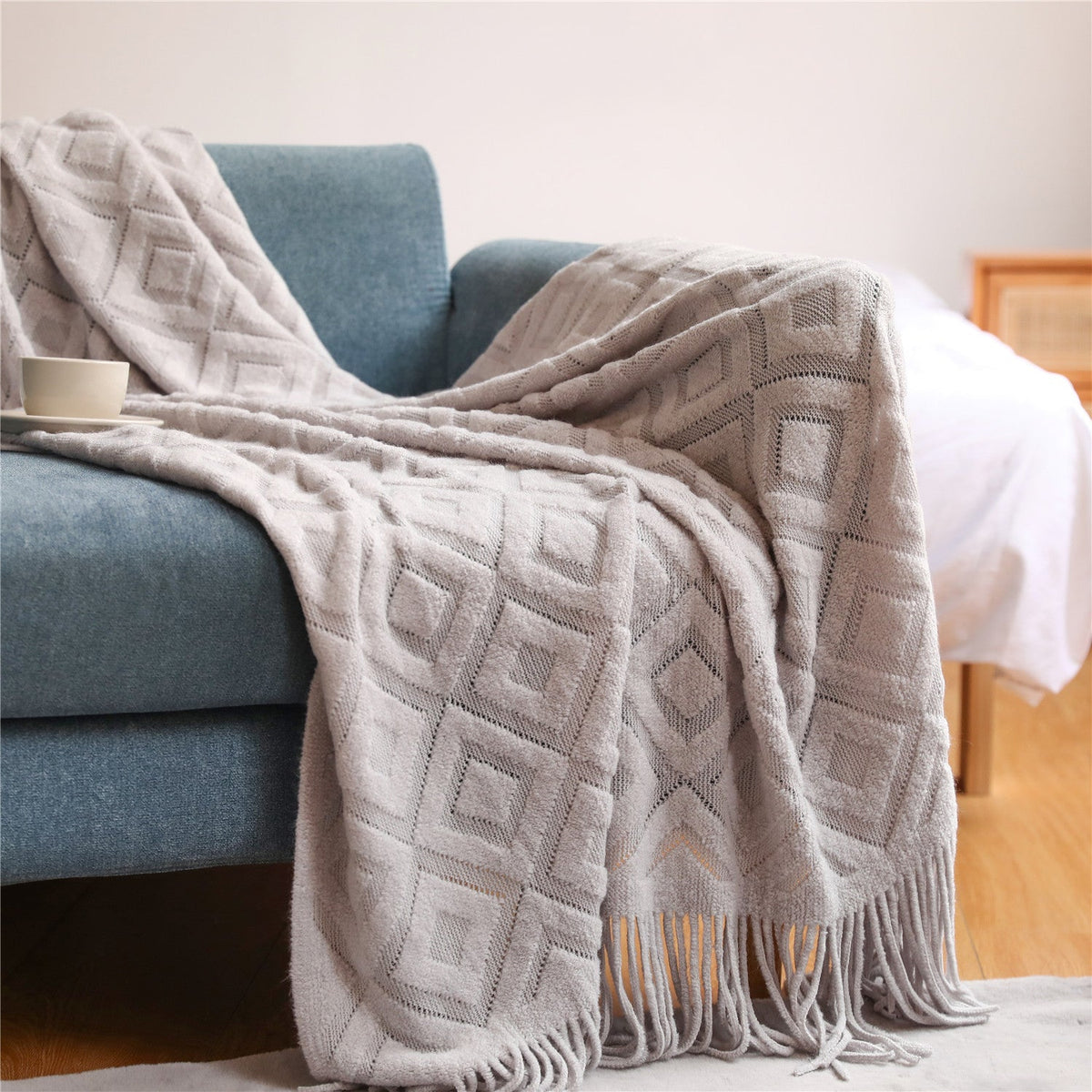 Women's Elegant Knit Blanket with Graphic Pattern LoungeYard — product view 5