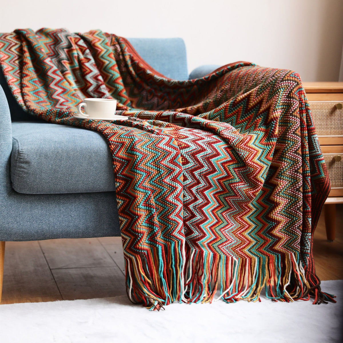 Ladies Zigzag Pattern Blanket LoungeYard — product view 2