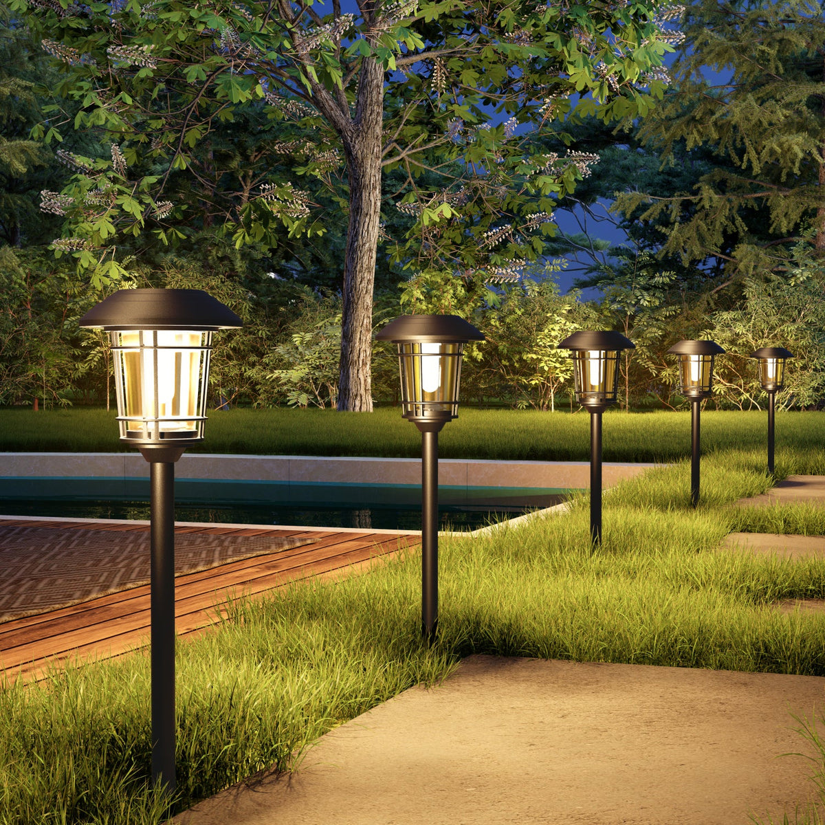 LOUNGE YARD Outdoor Glass Solar Pathway Lights - Aluminum & Steel Frame — product view 7
