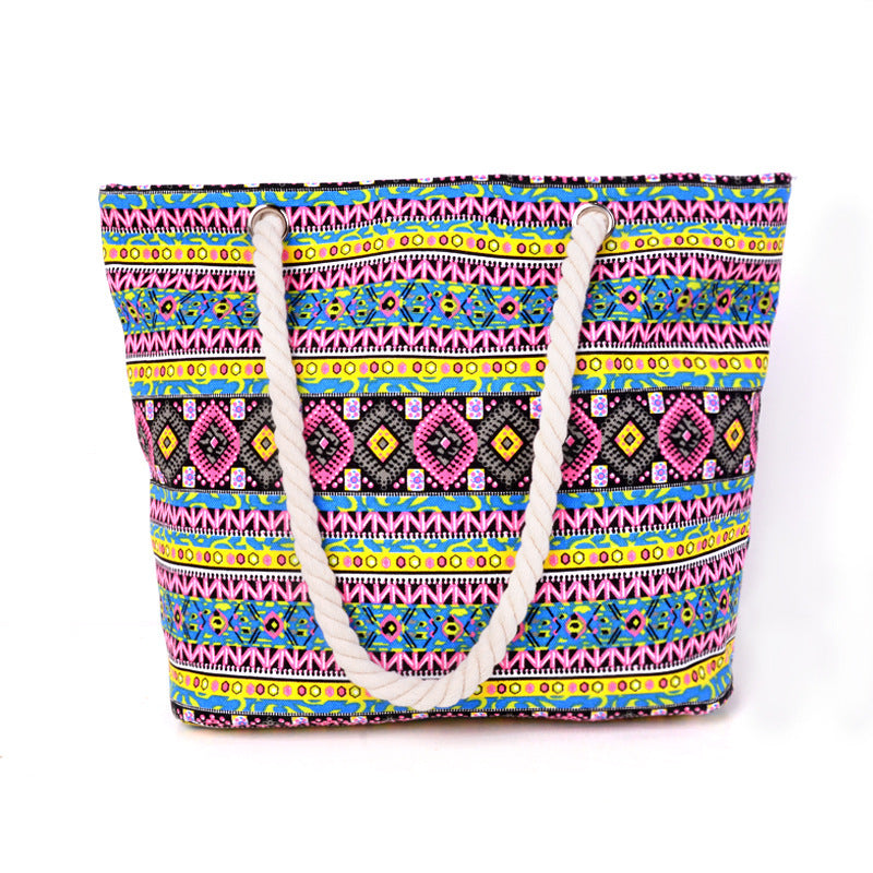 Large shopping bag with colorful ethnic pattern LoungeYard — product view 6