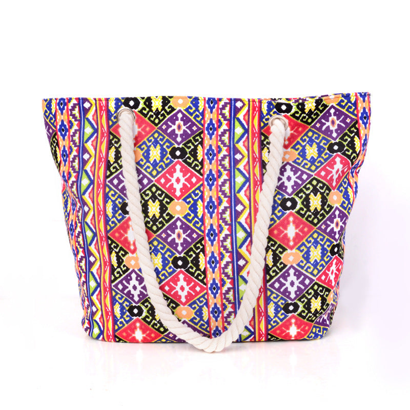 Large shopping bag with colorful ethnic pattern LoungeYard — product view 2