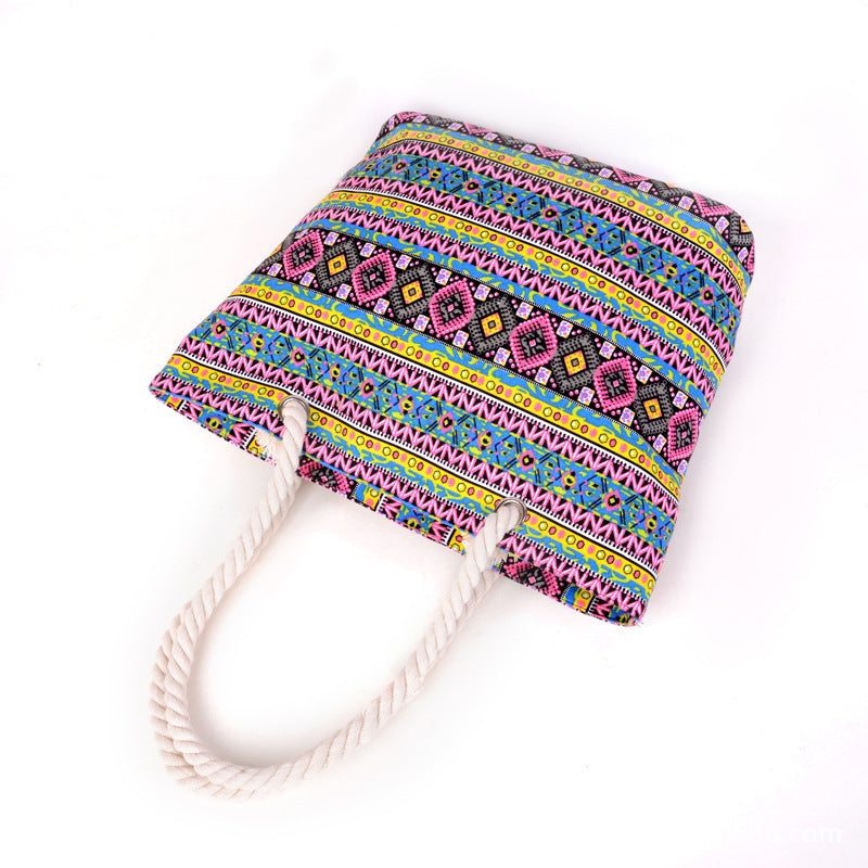 Large shopping bag with colorful ethnic pattern LoungeYard — product view 4