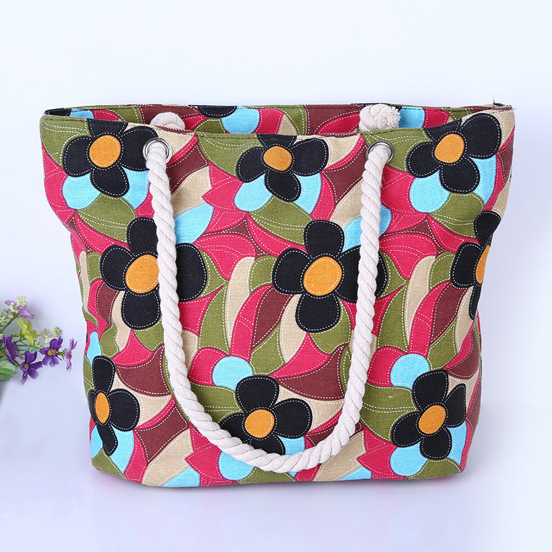 Large and Colorful Beach Bag with Floral Pattern LoungeYard — product view 1