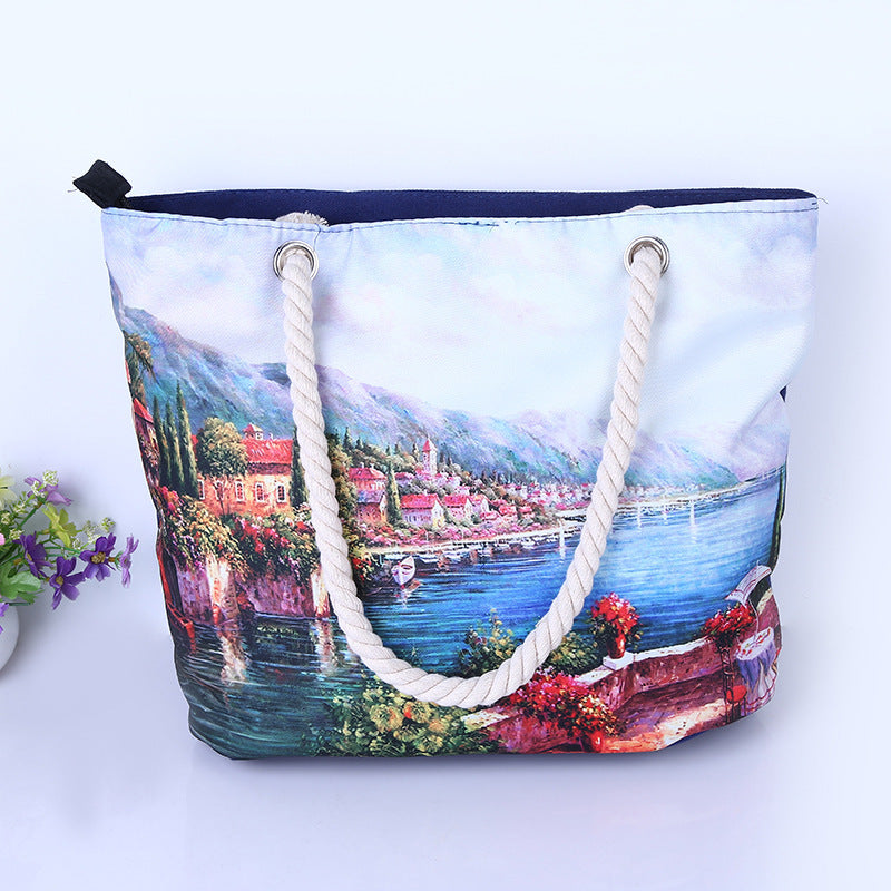 Spacious bag with maritime city motif LoungeYard — product view 3