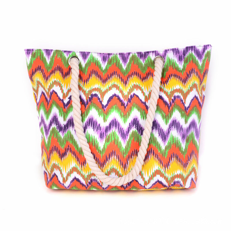 Large and Colorful Beach Bag with Mandala Pattern LoungeYard — product view 1