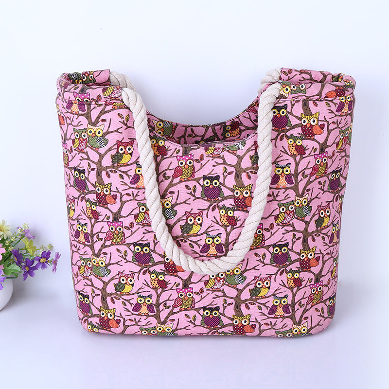 Beach bag with owl pattern LoungeYard — product view 5