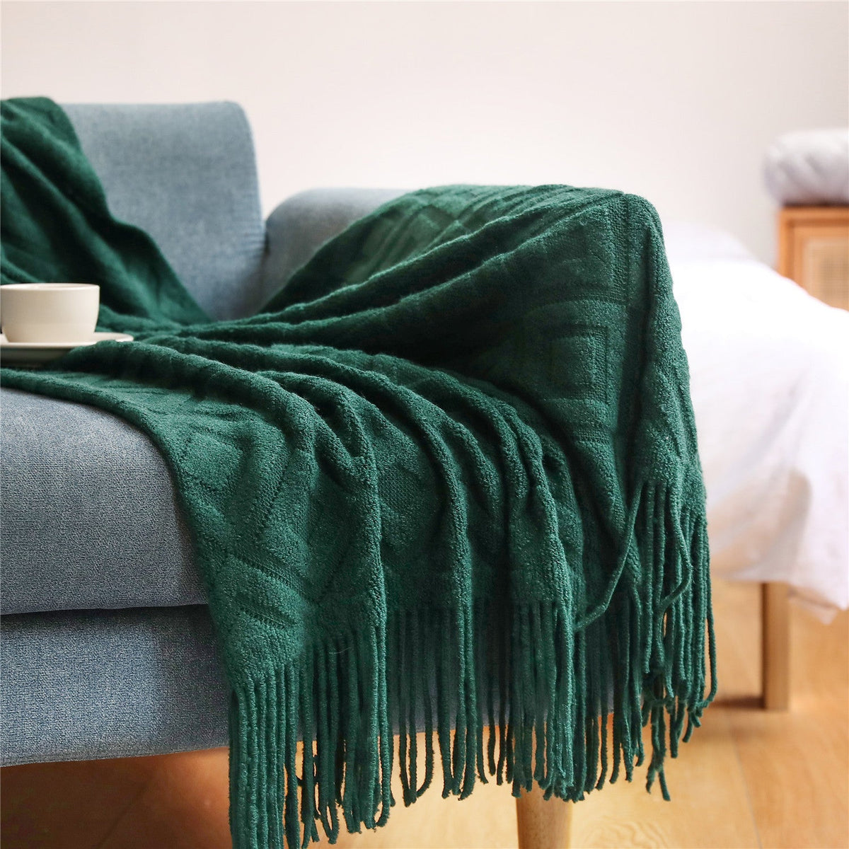Women's Elegant Knit Blanket with Graphic Pattern LoungeYard — product view 3