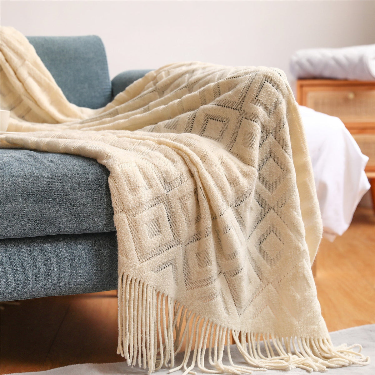 Women's Elegant Knit Blanket with Graphic Pattern LoungeYard — product view 6